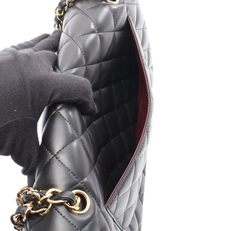 香奈兒 Jumbo Matelasse 30 鏈條肩背包 A58600（羊皮）黑色 二手 金色五金-6