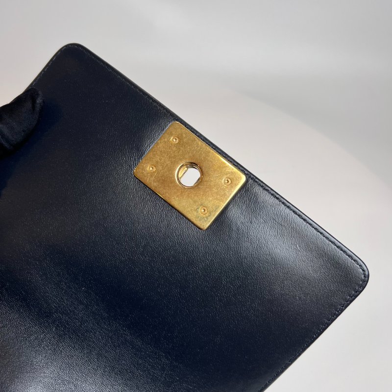 CHANEL BOY20 菱格紋鍊條包 黑金 23開-7