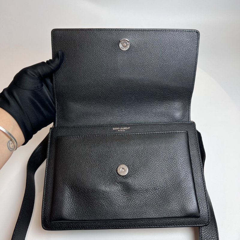 YSL 449453 黑銀扣荔枝皮SUNSET包-5