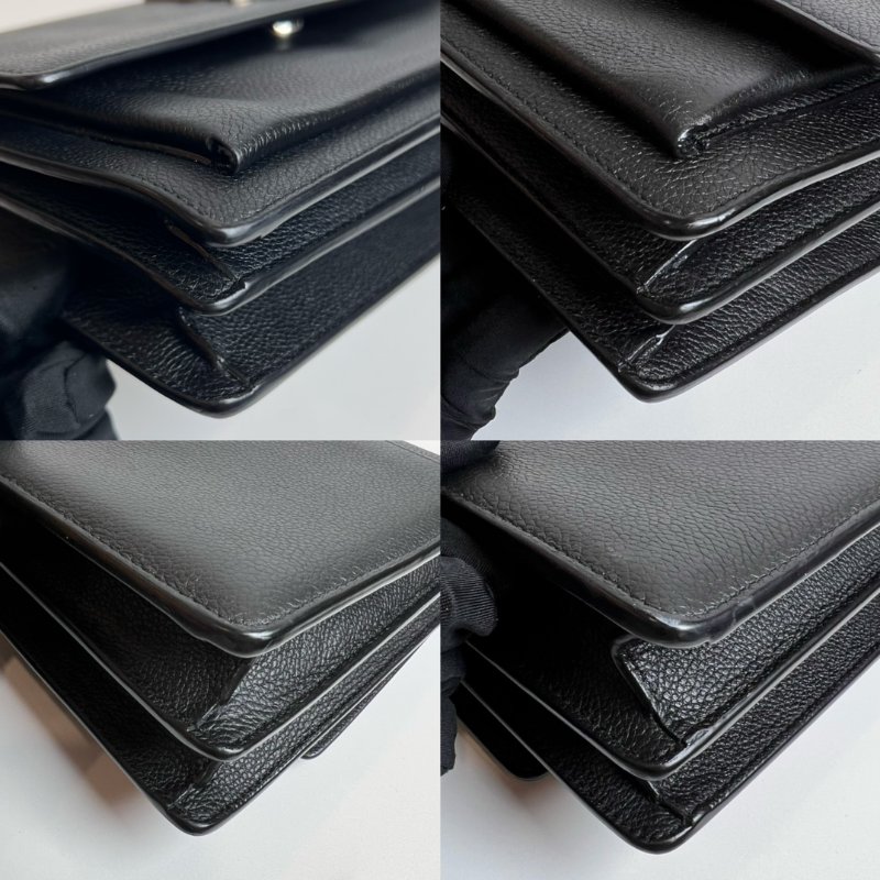 YSL 449453 黑銀扣荔枝皮SUNSET包-11