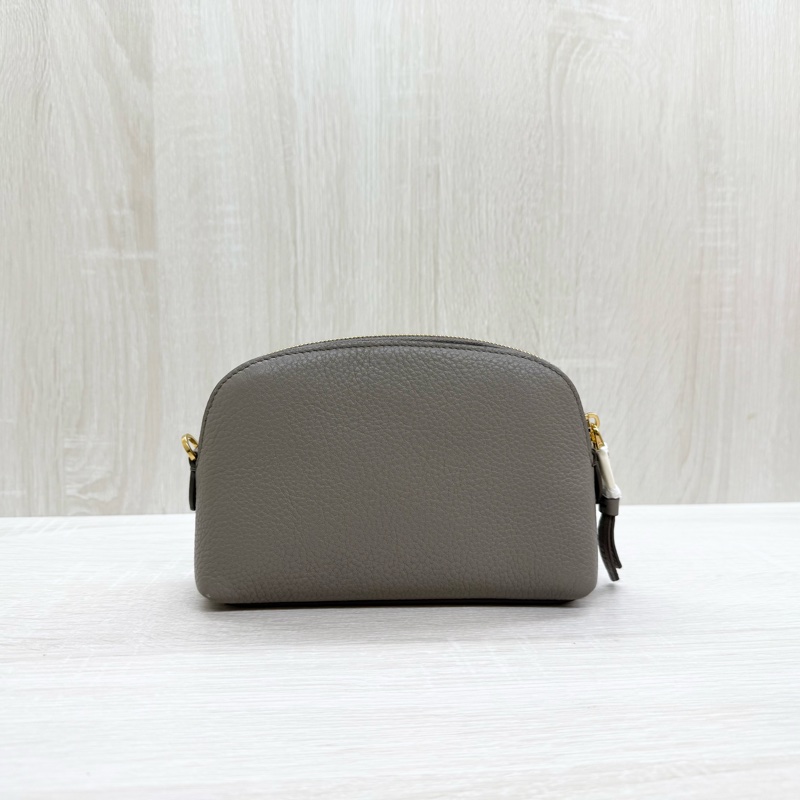 PRADA化妝包大象灰金扣牛皮化妝包-1