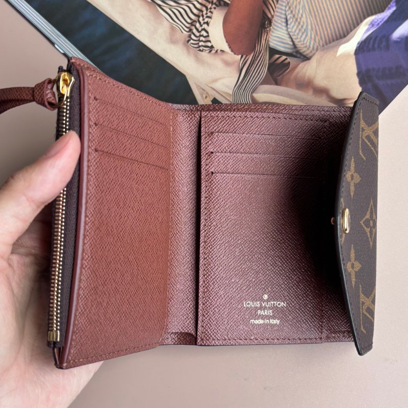 ::LOUIS VUITTON:: LV M62472 Victorine咖啡色經典花紋三折釦式短夾-7