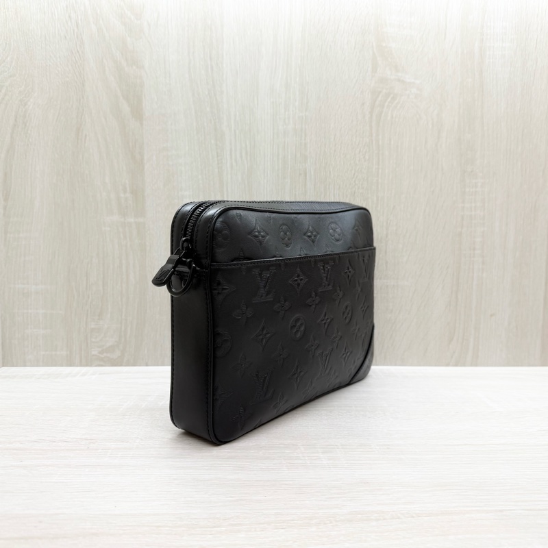 LV黑色壓紋牛皮duo二合一郵差包M69827-3