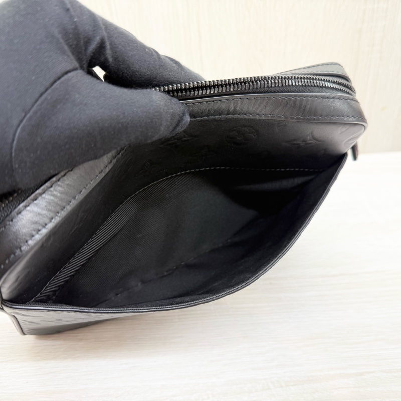 LV黑色壓紋牛皮duo二合一郵差包M69827-11