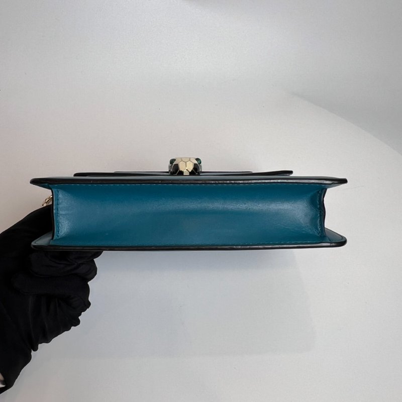 BVLGARI 湖水綠單層肩背包-4