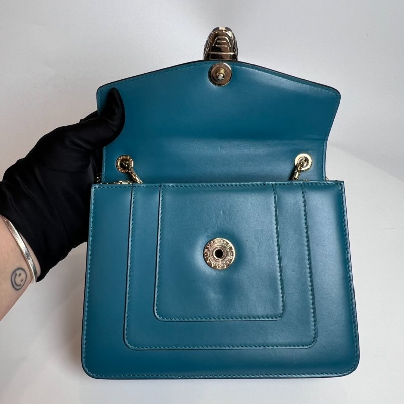 BVLGARI 湖水綠單層肩背包-5