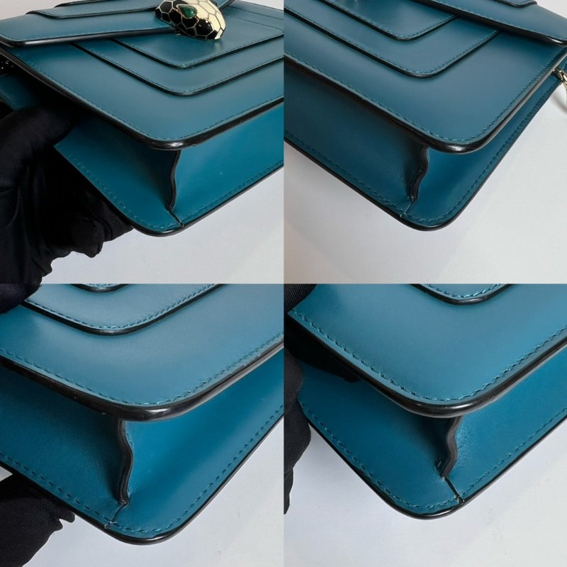 BVLGARI 湖水綠單層肩背包-10