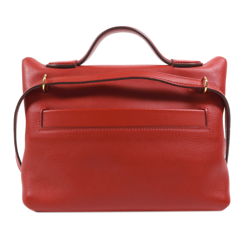 HERMES Evercolor皮革24/24 Mini金扣手挽肩背兩用袋Rouge Piment-1