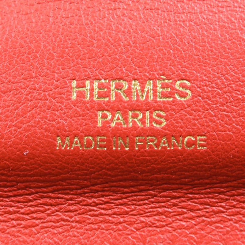 HERMES Evercolor皮革24/24 Mini金扣手挽肩背兩用袋Rouge Piment-5