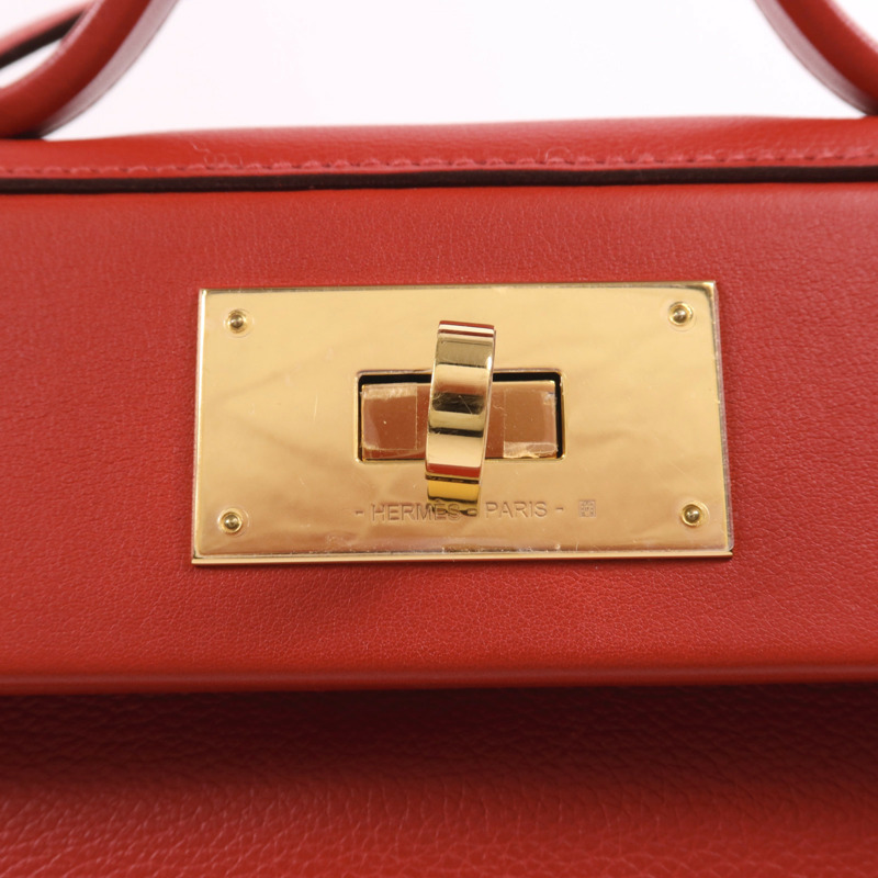 HERMES Evercolor皮革24/24 Mini金扣手挽肩背兩用袋Rouge Piment-7