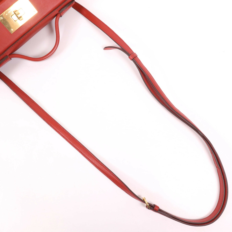 HERMES Evercolor皮革24/24 Mini金扣手挽肩背兩用袋Rouge Piment-8