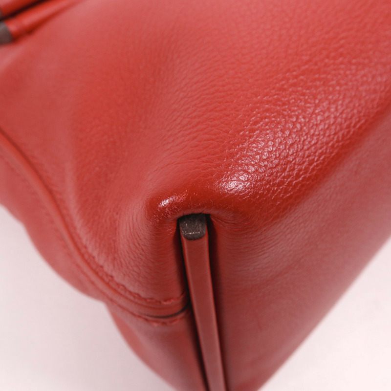 HERMES Evercolor皮革24/24 Mini金扣手挽肩背兩用袋Rouge Piment-11