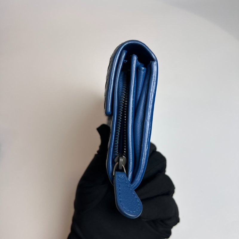 BV 藍編織翻蓋長夾-2