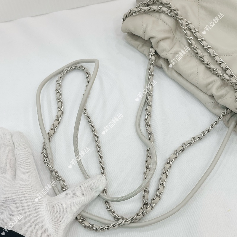 莉亞精品♡ Chanel 22mini水泥灰 二手美包-12