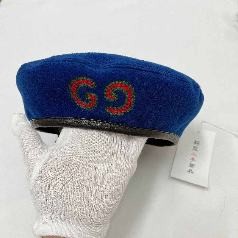莉亞精品♡Gucci 藍貝雷帽 尺碼S 56cm 近新美品-1