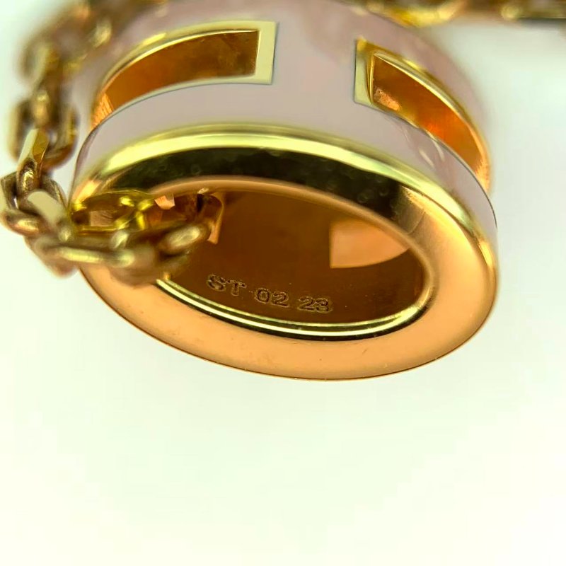 Hermes POPＨ 系列Mini POP H 粉色玫瑰金 鍍金頸鍊-5