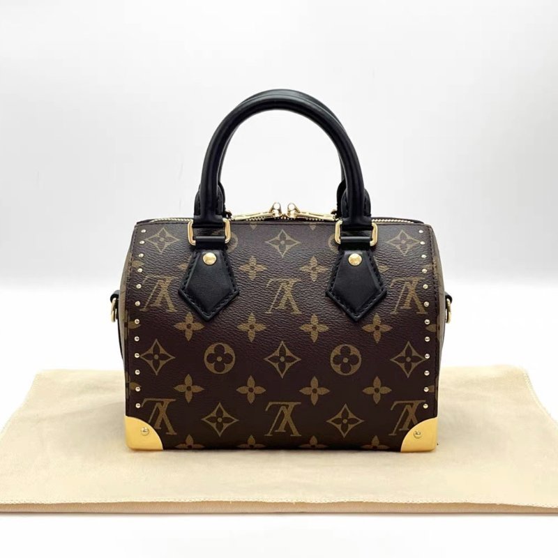 LV Speedy Trunk 20手提斜背包芯片款20*14*5*11.5 99新配件塵袋鎖鑰匙-5