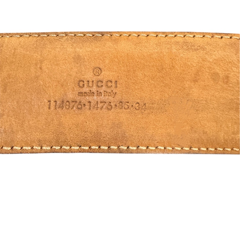 GUCCI 經典 GG 帆布雙G金屬釦皮帶 【二手精品】經典 GUCCI 老花 GG Supreme Canvas 系列,搭配標誌性雙G金屬釦,質感厚實、風格俐落百搭。 此款為早期義大利製版,GG花紋精緻細膩,男女皆可搭配。-5