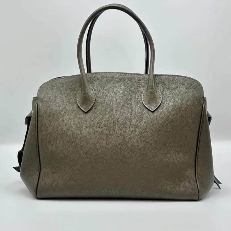 LV 軍綠色金扣milla系列肩背手提包30*23*12 98新配件鎖鑰匙塵袋-5