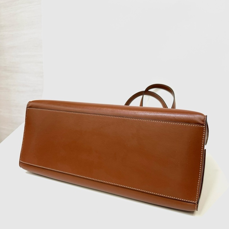 Celine 黃褐色滑面牛皮霧金釦CABAS16肩背包112583EZU-5