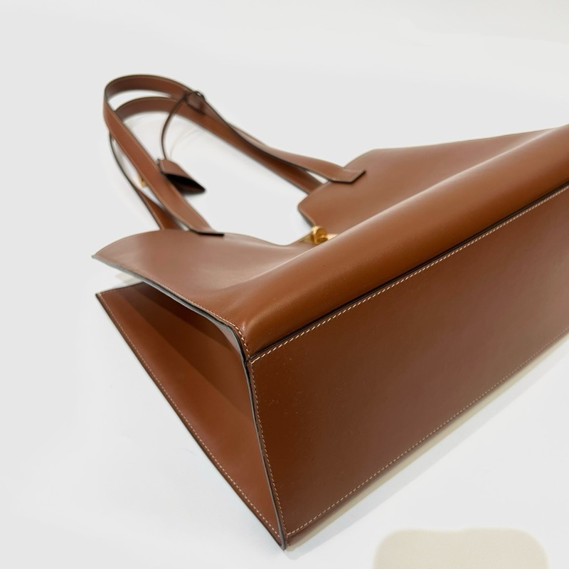 Celine 黃褐色滑面牛皮霧金釦CABAS16肩背包112583EZU-7