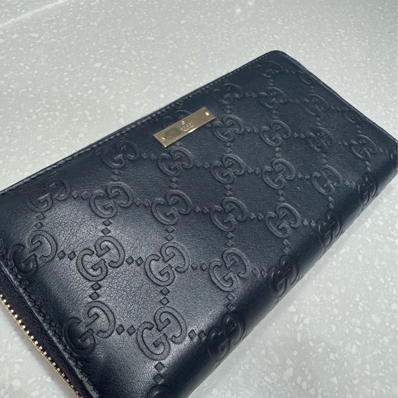 Gucci 深藍長夾 85新-2