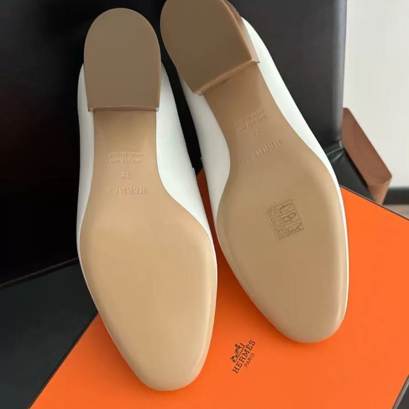 hermes 白色流蘇康康中跟拖鞋，跟高5.5cm 38號 全新 配件塵袋-4