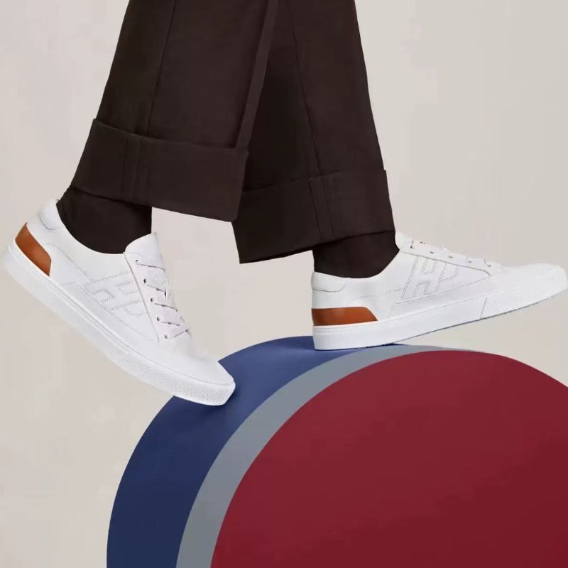 hermes deep白色金棕尾大h小白鞋休閒鞋37,全新 配件塵袋-0