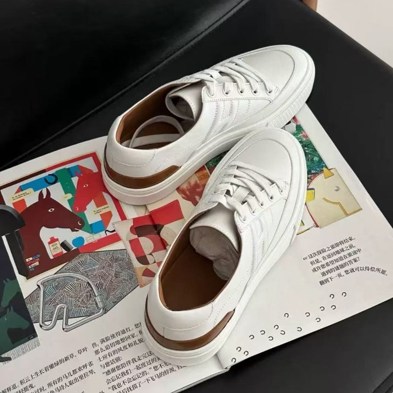 hermes deep白色金棕尾大h小白鞋休閒鞋37,全新 配件塵袋-1