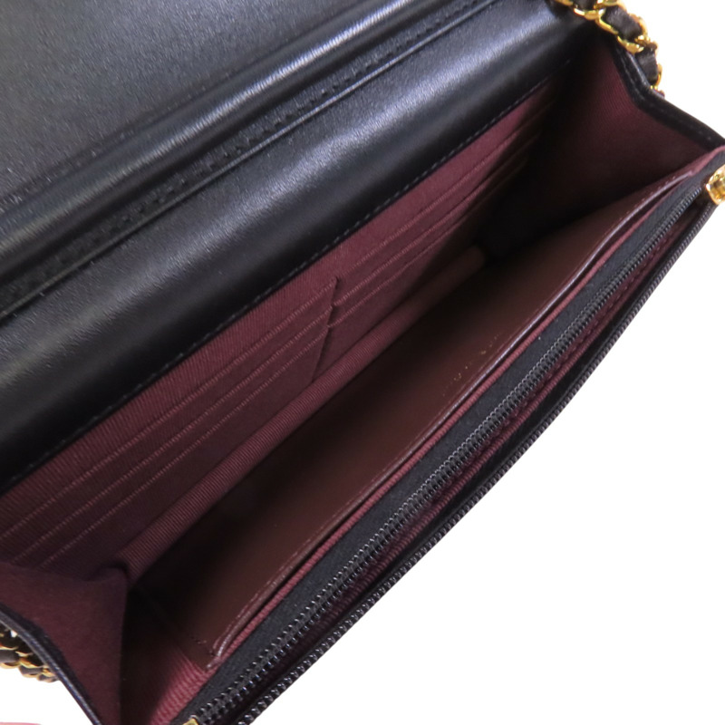 CHANEL 羊皮皮革WOC Wallet On Chain金扣鏈帶肩背袋-4