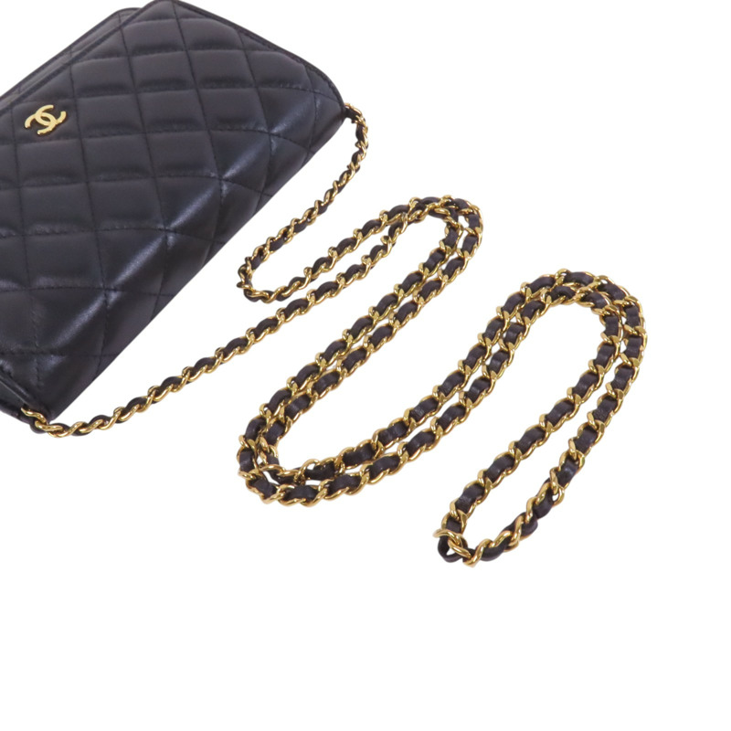 CHANEL 羊皮皮革WOC Wallet On Chain金扣鏈帶肩背袋-8