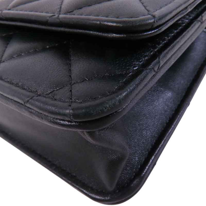 CHANEL 羊皮皮革WOC Wallet On Chain金扣鏈帶肩背袋-11