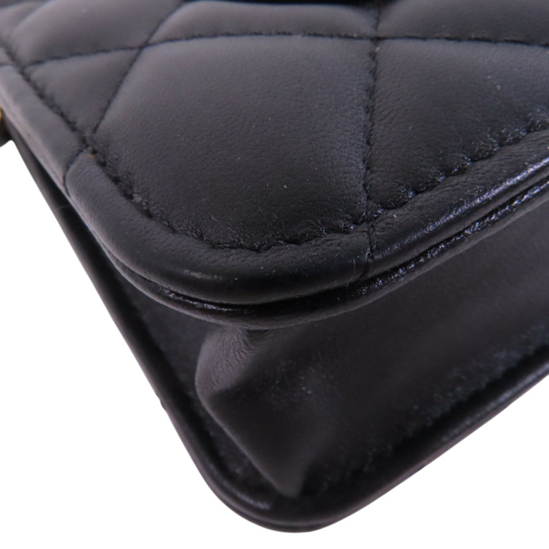 CHANEL 羊皮皮革WOC Wallet On Chain金扣鏈帶肩背袋-12
