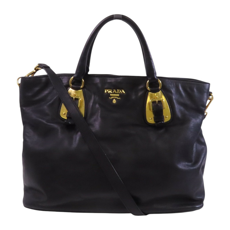 PRADA 牛皮皮革2Way Tote Bag金扣手挽肩背兩用袋-0