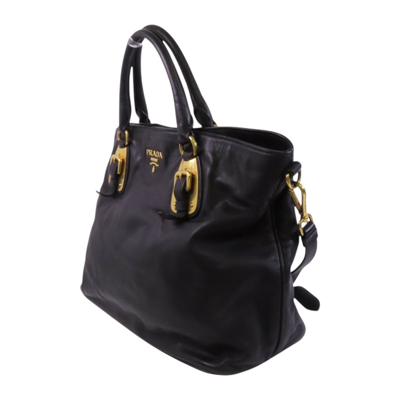 PRADA 牛皮皮革2Way Tote Bag金扣手挽肩背兩用袋-2