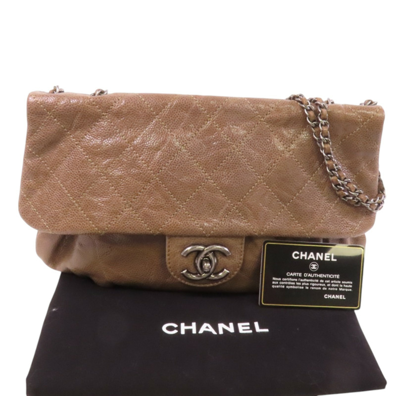 CHANEL 牛皮皮革Chain Shoulder Bag銀扣鏈帶肩背袋-9