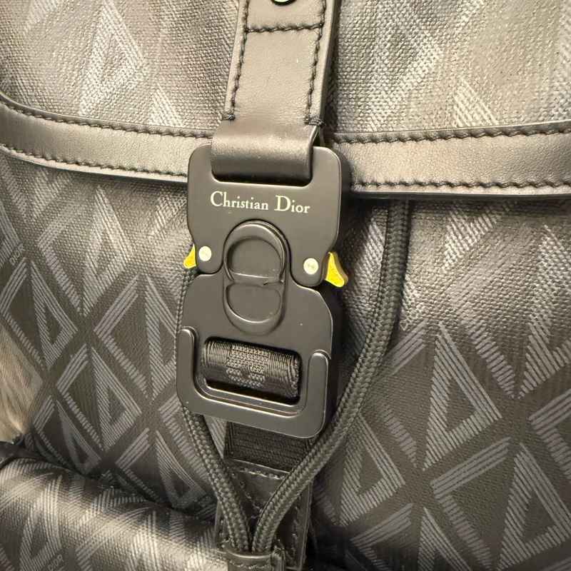 (近新美品）DIOR後背 迪奧 Diamond Hit the Road 黑灰色 花紋-5