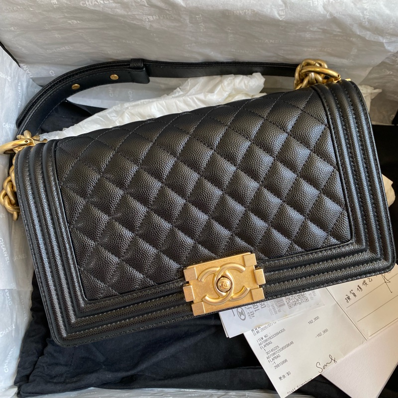 (客訂保留) CHANEL Boy25 黑金荔枝皮 🈶正本購證➕發票-0