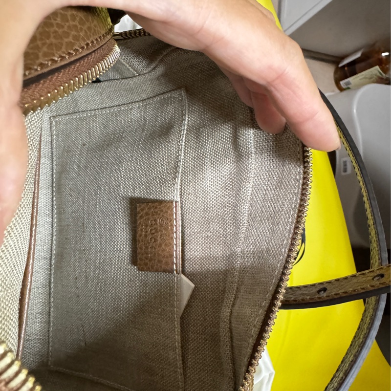 🔥 GUCCI 古馳 經典雙G LOGO印花牛皮拼接方包斜背包（駝/咖邊）-12
