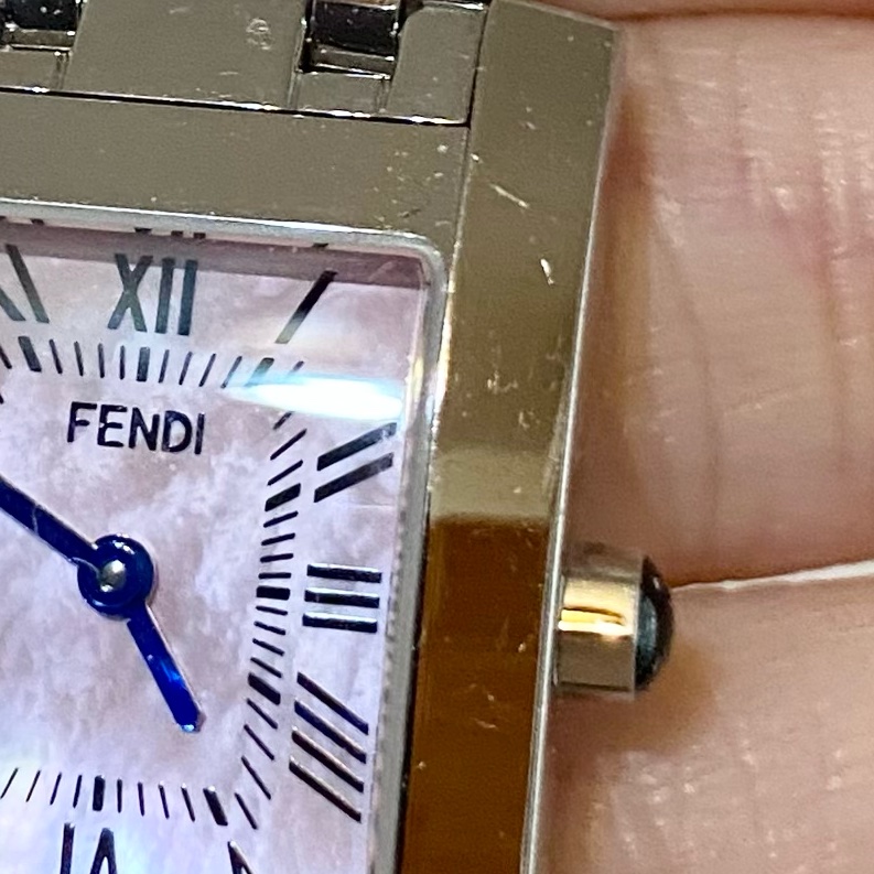 Fendi 日本 古董女錶 罕見粉色母貝底 保存良好-6