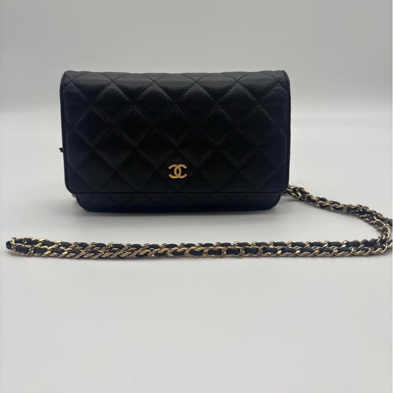 Chanel WOC 黑金 荔枝牛皮-0