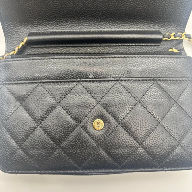 Chanel WOC 黑金 荔枝牛皮-5