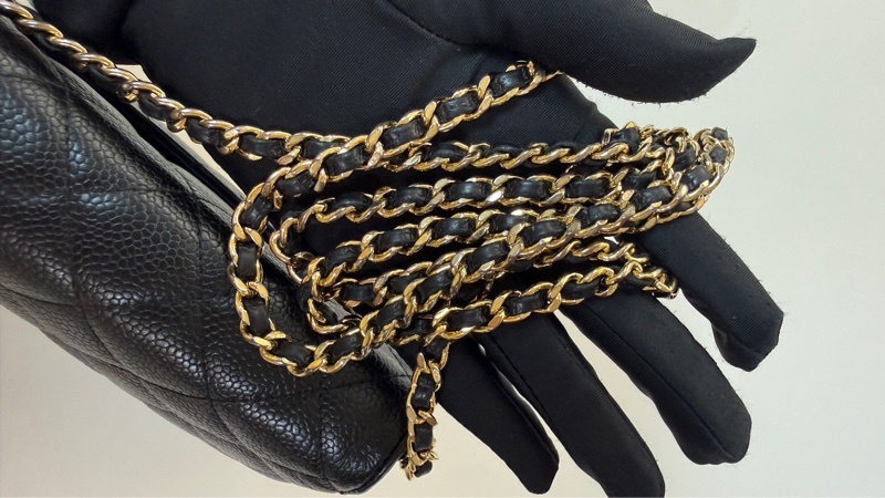 Chanel WOC 黑金 荔枝牛皮-13