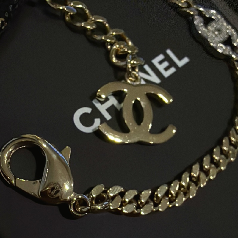 Chanel 香奈兒五花水鑽項鍊-頸鏈淡金雙C mark®️-11