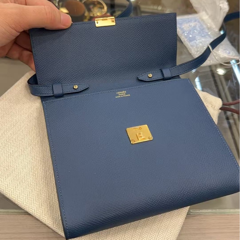 🌈Hermes💙Clic 16💙寶石藍色金扣🌟99.8新閑置🌈Epsom皮🌟愛馬仕🌟-1