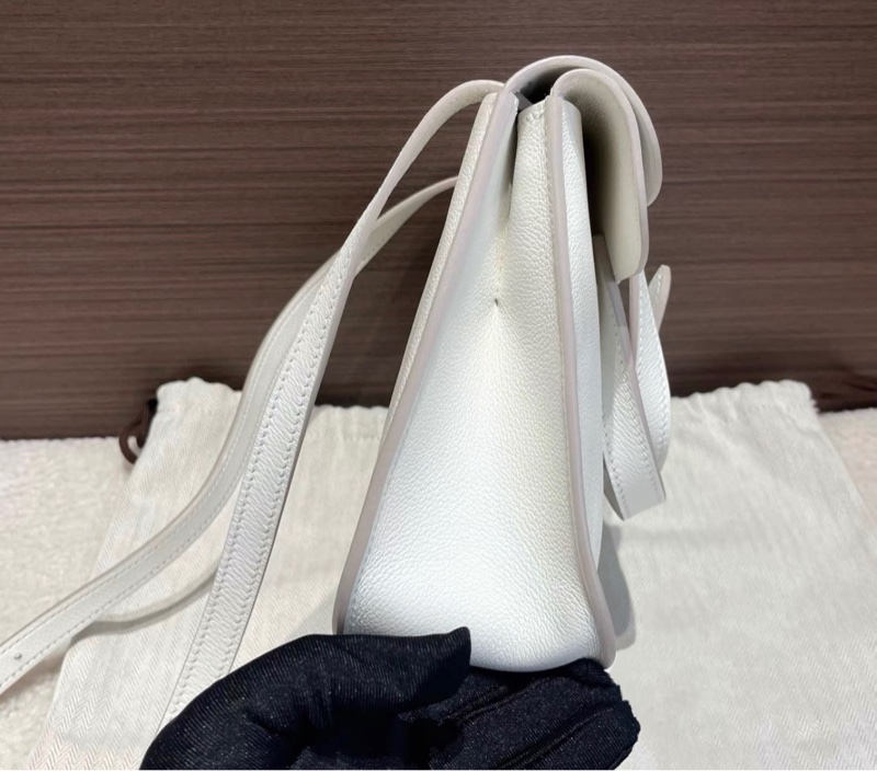 Hermes愛馬仕 奶昔白銀扣哈喇子halzan 25 手提斜挎包 有防塵袋-2