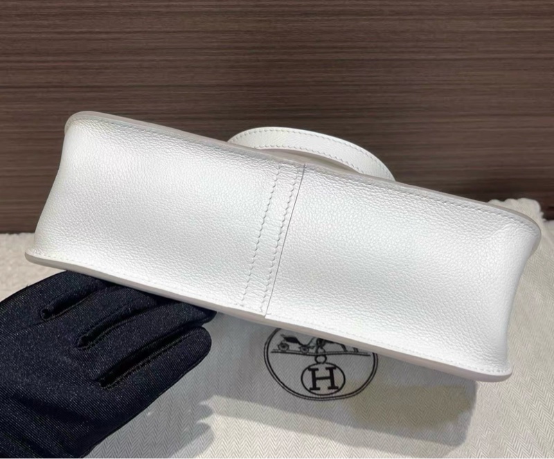 Hermes愛馬仕 奶昔白銀扣哈喇子halzan 25 手提斜挎包 有防塵袋-4