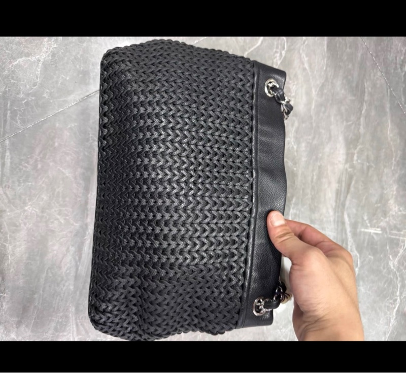 Chanel香奈兒中古黑銀編織雙鏈條包-1