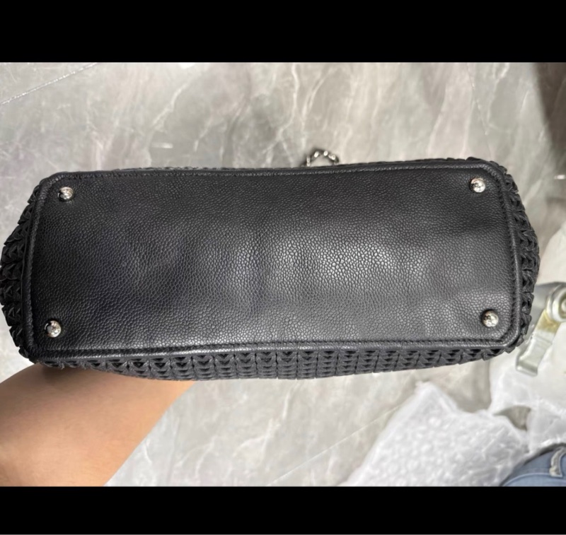 Chanel香奈兒中古黑銀編織雙鏈條包-2