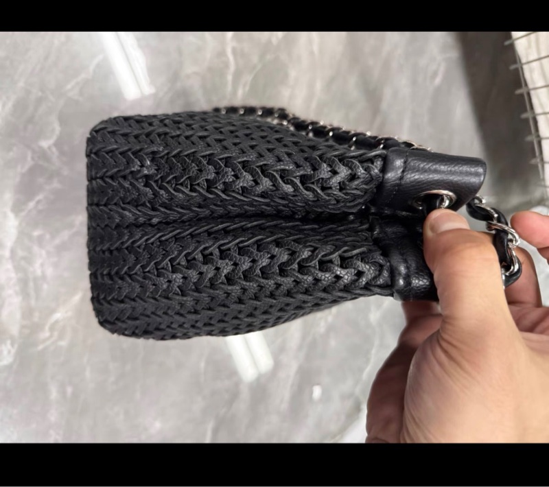 Chanel香奈兒中古黑銀編織雙鏈條包-3